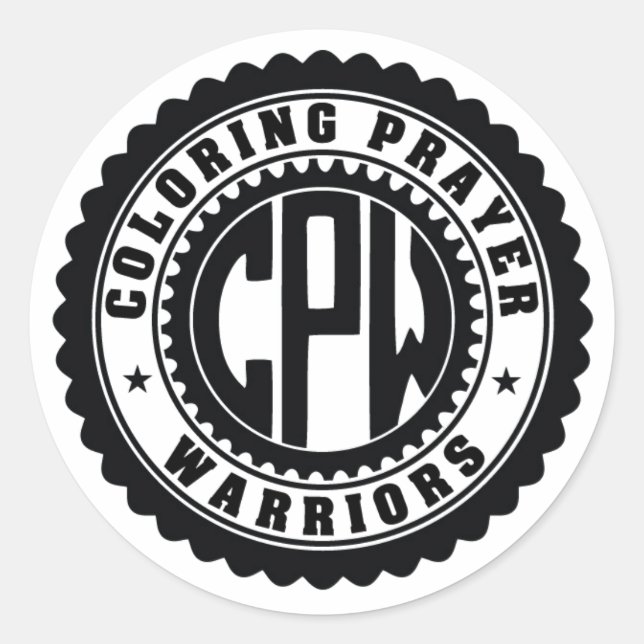 Black & White Logo Sticker ColoringPrayerWarriors (Front)