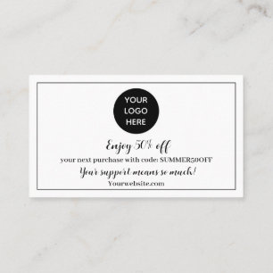 Black White Logo Thank you Business Reward Punch Loyalty Card