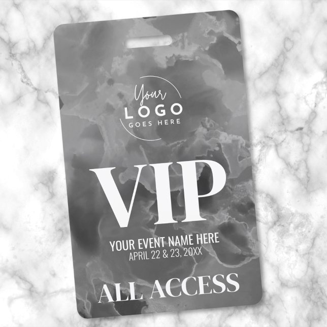 Black White Logo VIP Event ID Badge (Black And White Event Your Logo All Access VIP Badge )