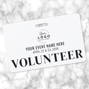 Black White Logo Volunteer ID Badge