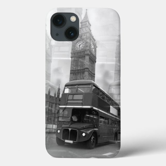 Black White London Bus Big Ben Case-Mate iPhone Case (Back)