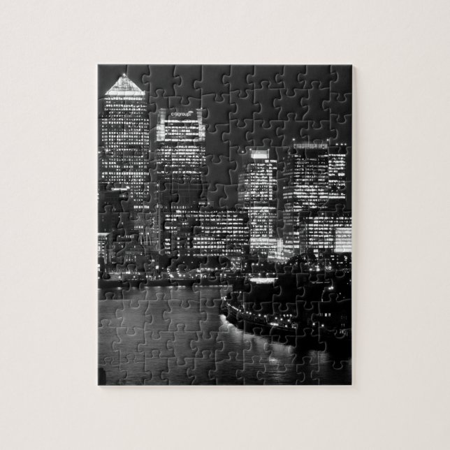 Black White London City Night UK Travel Jigsaw Puzzle (Vertical)