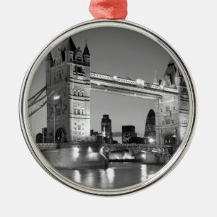 Black White London Tower Bridge Metal Ornament