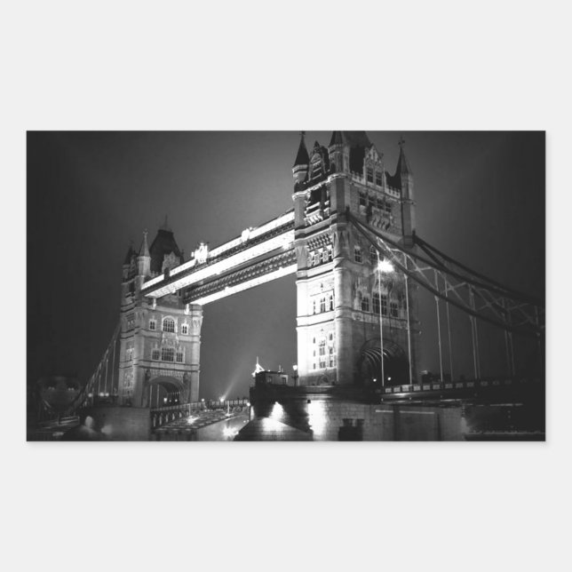 Black & White London Tower Bridge Rectangular Sticker (Front)