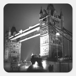 Black & White London Tower Bridge Square Sticker