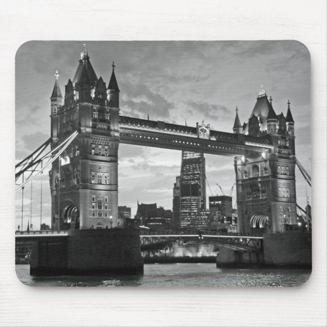 Black White London Tower Bridge UK Travel Mouse Pad (Front)