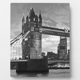 Black White London Tower Bridge UK Travel Plaque