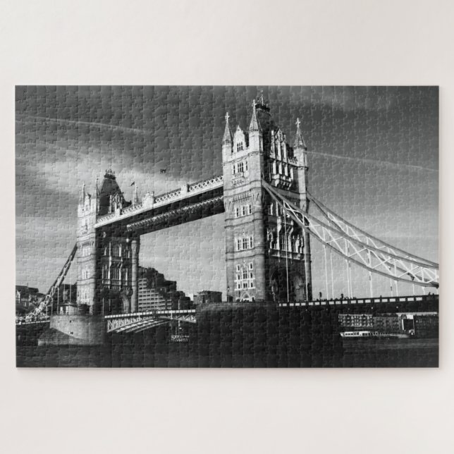 Black White LondonTower Bridge Art Travel Jigsaw Puzzle (Horizontal)