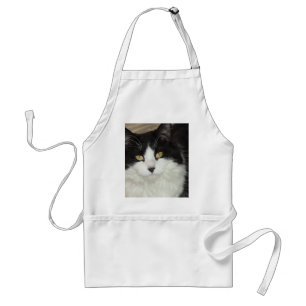 Black & White Longhaired Cat Closeup Standard Apron