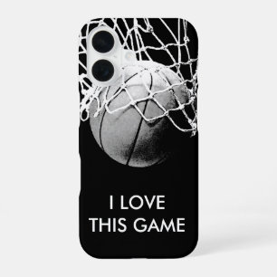Black & White Love Basketball iPhone 16 Case