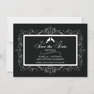 Black White Love Birds Vintage Save The Date