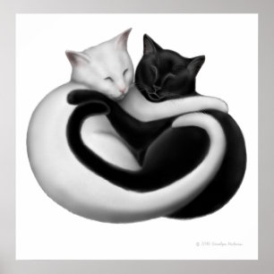 Black & White Love Cats Print