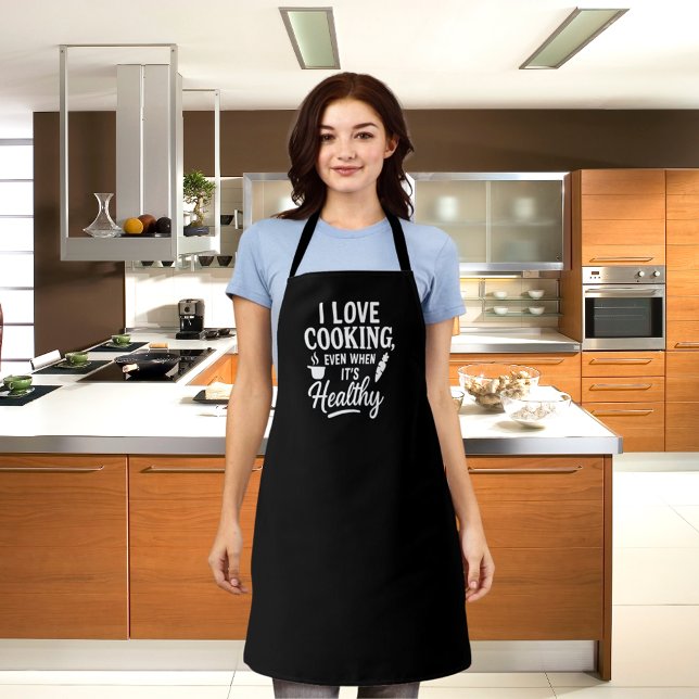 Black white love cooking fun humour quote apron (Creator Uploaded)