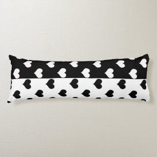 Black White Love Heart Pattern Body Cushion