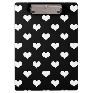 Black White Love Heart Pattern Design Clipboard