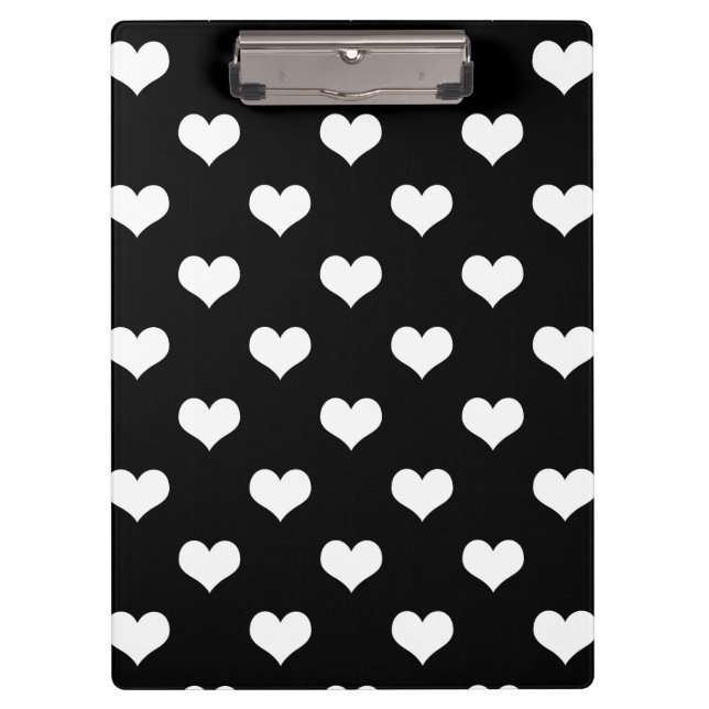 Black White Love Heart Pattern Design  Clipboard (Front)