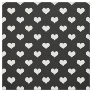 Black White Love Heart Pattern Design Fabric