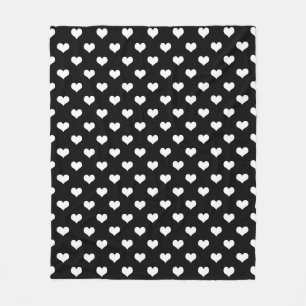 Black White Love Heart Pattern Design Fleece Blanket