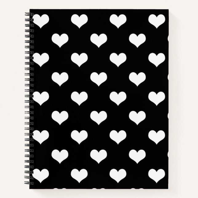 Black White Love Heart Pattern Design  Notebook (Front)