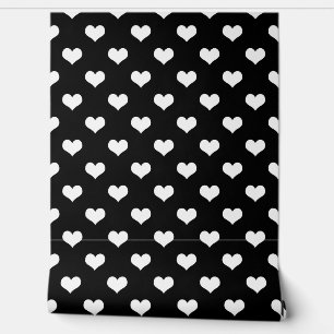 Black White Love Heart Pattern Design Wallpaper