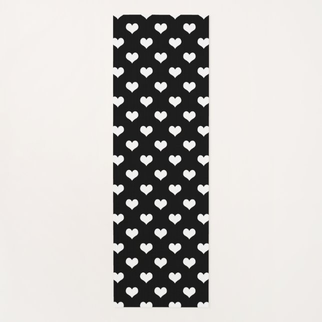 Black White Love Heart Pattern Design  Yoga Mat (Front)
