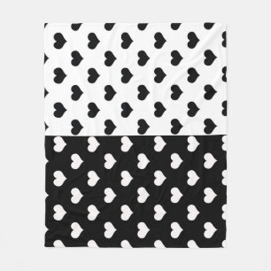 Black White Love Heart Pattern Fleece Blanket