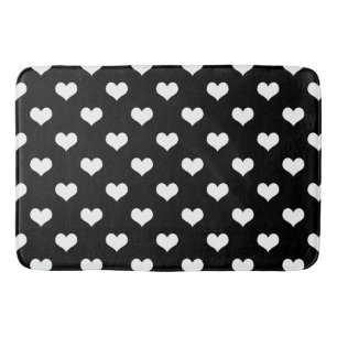 Black White Lovely Hearts Design  Bath Mat