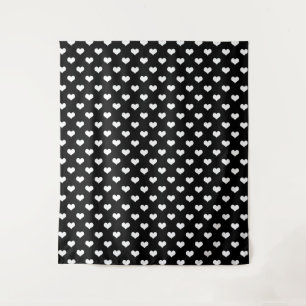 Black White Lovely Hearts Design  Tapestry
