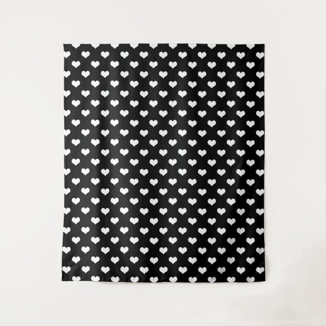Black White Lovely Hearts Design  Tapestry (Front)