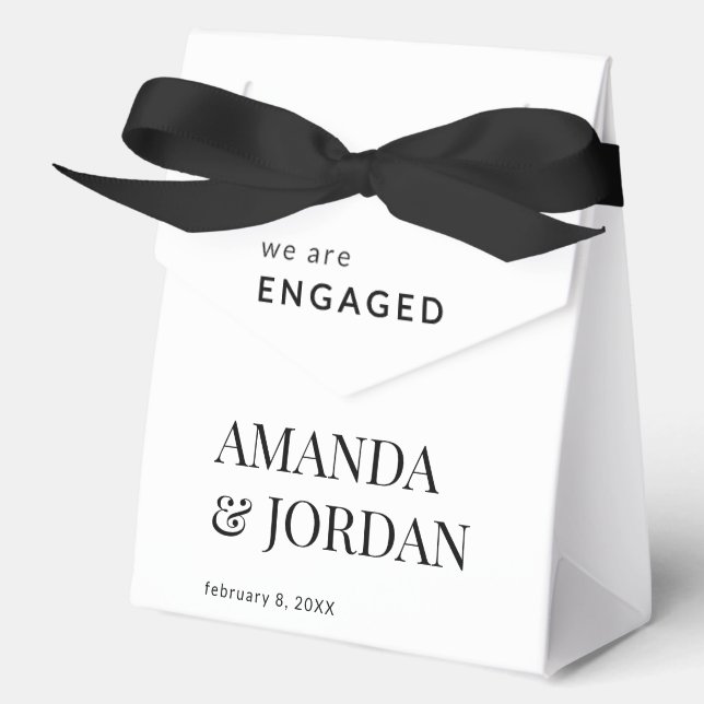  Black & White Luxe Minimalist Engagement  Favour Box (Front)