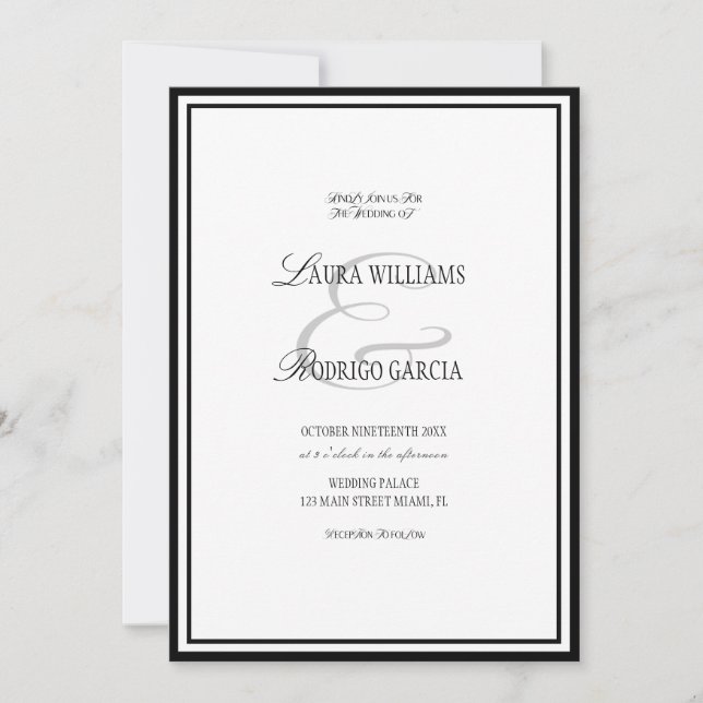 Black White Luxe Money Wedding Invitation (Front)