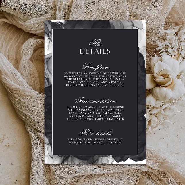 Black & White Luxury Old Money Wedding Details Enclosure Card (Creator Uploaded)