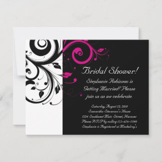 Black, White, Magenta Swirl Bridal Shower/ General Invitation