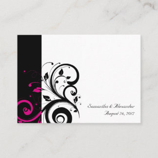 Black, White, Magenta Swirl PlaceCards, Written Place Card