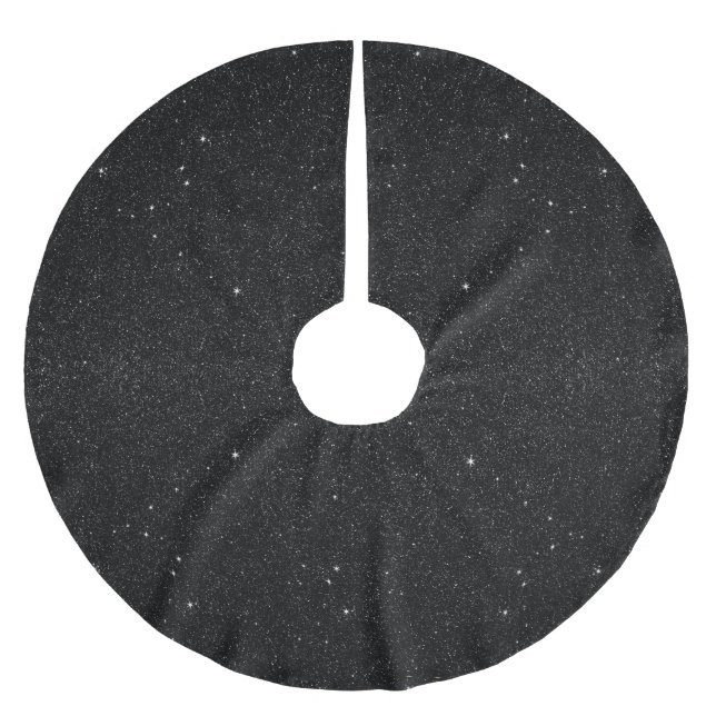 Black & White Majestic Starry Nebula Night Brushed Polyester Tree Skirt (Front)