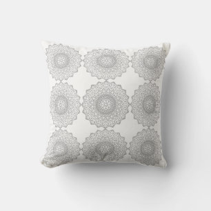 Black White Mandala Circle Pattern Pillow
