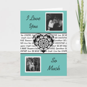 Black & White Mandala Heart Photo Valentine's Day Card