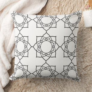 Black White Mandala Pattern Pillow Fabric Paint