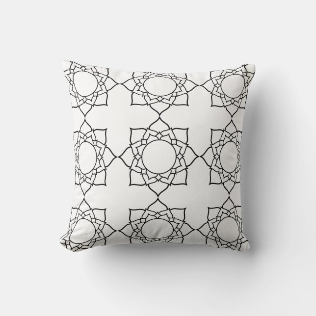Black White Mandala Pattern Pillow Fabric Paint (Front)