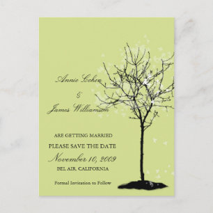 Black White maple tree save the date postcard