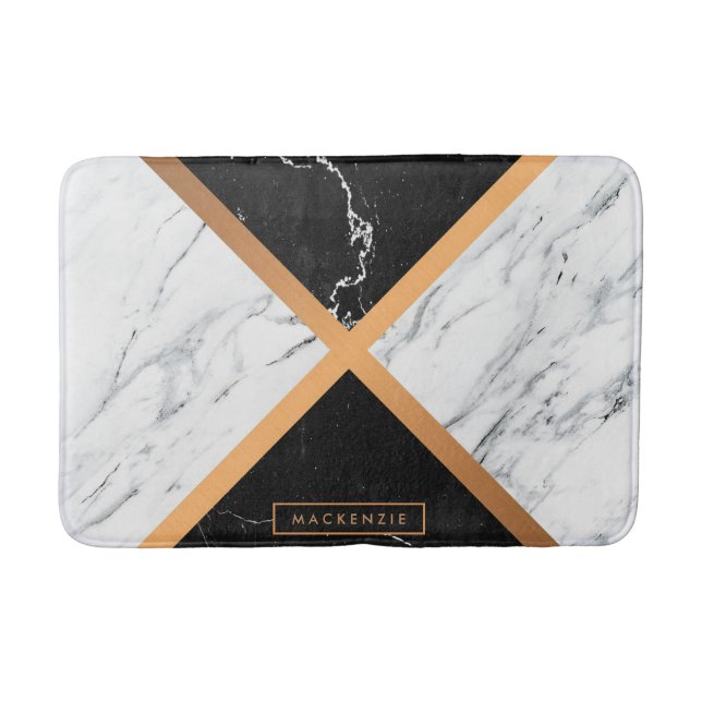 Black & White Marble Bath Mat (Front)