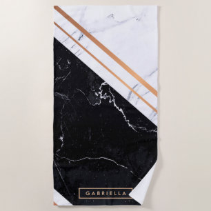 Black & White Marble Beach Towel