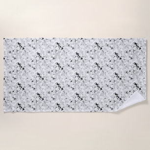 Black White Marble Beach Towel Modern Pattern