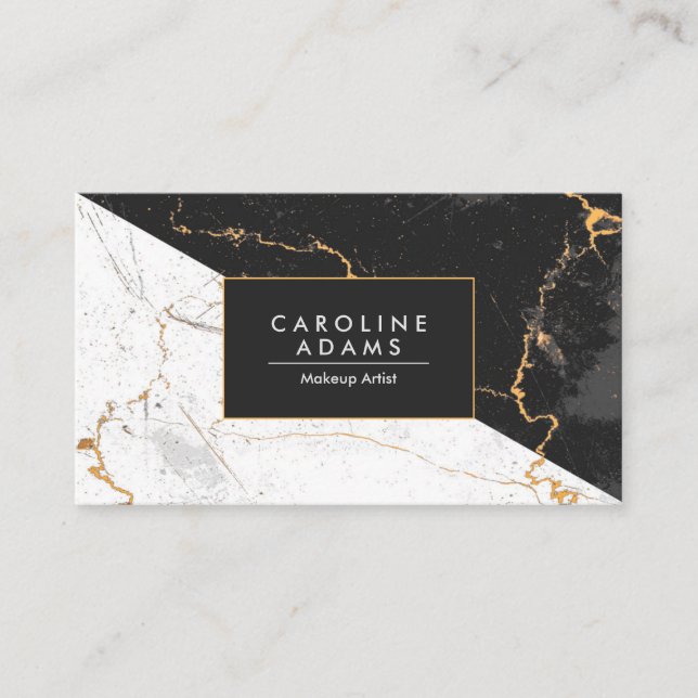 Black & White Marble Business Card (Front)