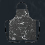 Black White Marble Business Staff Uniform Monogram Apron<br><div class="desc">Black White Marble Business Staff Uniform Monogram Apron</div>