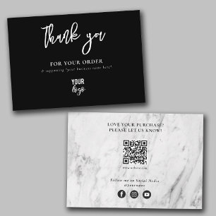Black & White Marble Business Thank You Logo Card
