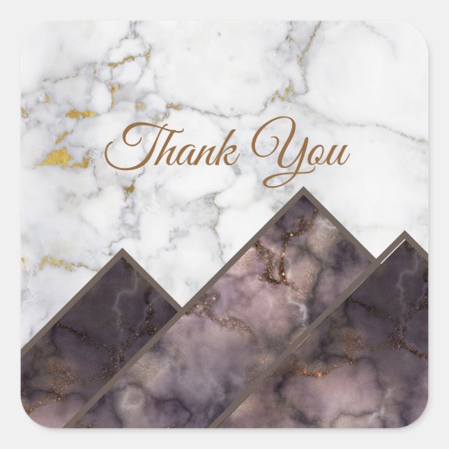 Black & White Marble Colour Block Mountain Range Square Sticker (Front)