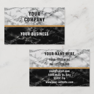 Black White Marble Custom Business Cards Example