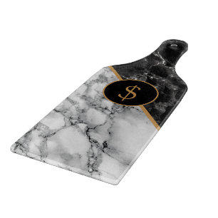 Black White Marble Cutting Board - Add Your Logo