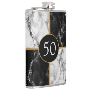 Black White Marble Flask Personalised Your Design